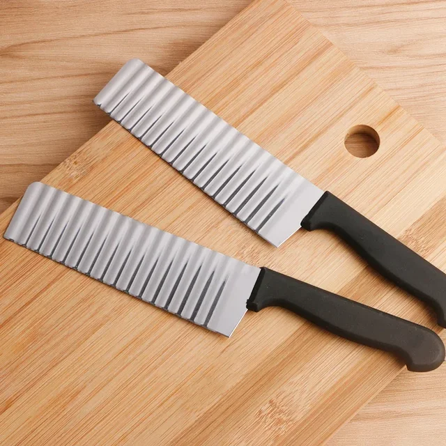 Stainless Steel Potato Chip Slicer Dough Vegetable Fruit Crinkle Wavy Kitchen Knife Cutter Chopper French Fry Maker Tools Gadget 2