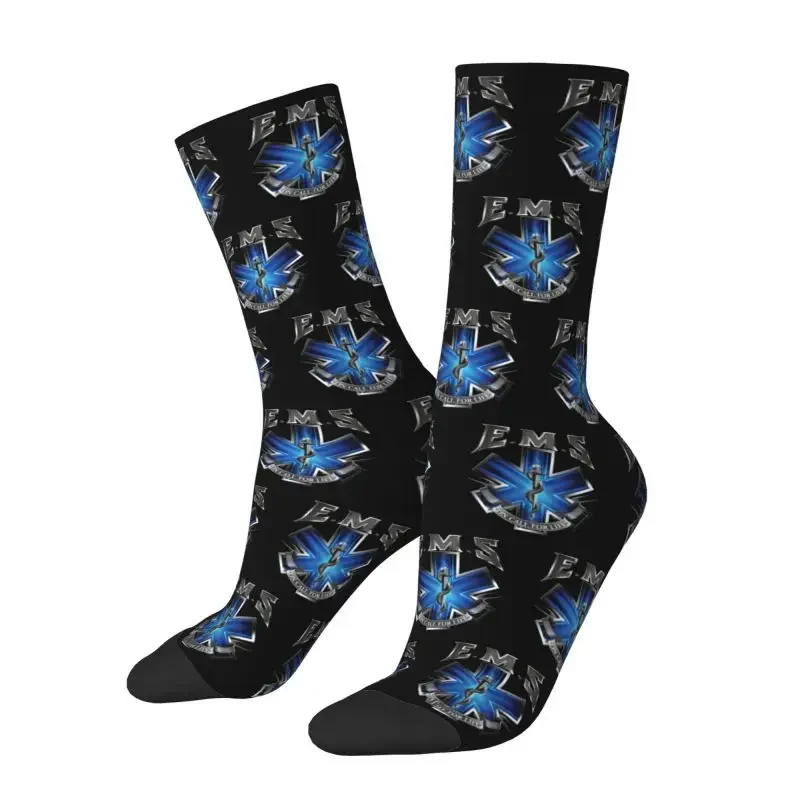 

Ems Star Of Life Mens Crew Socks Unisex Cute Emt Spring Summer Autumn Winter Dress Socks