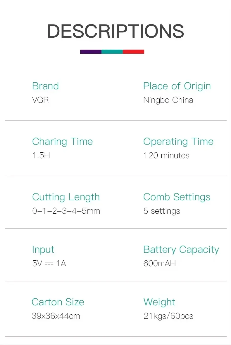 VGR V-030 Rechargeable Hair Trimmer