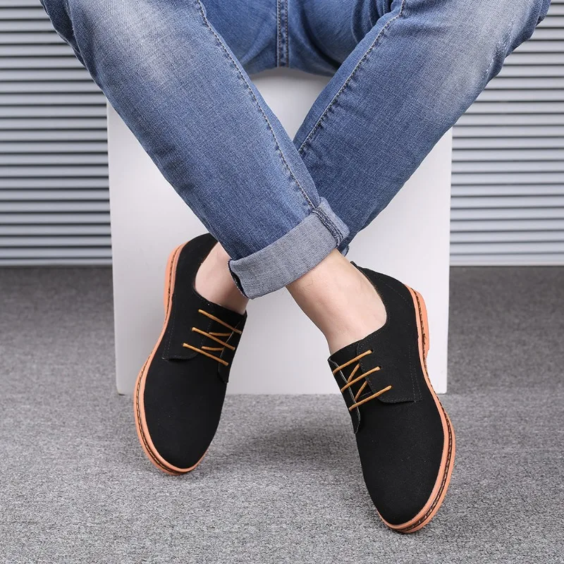 

WTEMPO Men Casual Shoes Large Size Lace Up Classic Business British Men Shoes Summer Oxford Shoes for Male Black Flat Footwear
