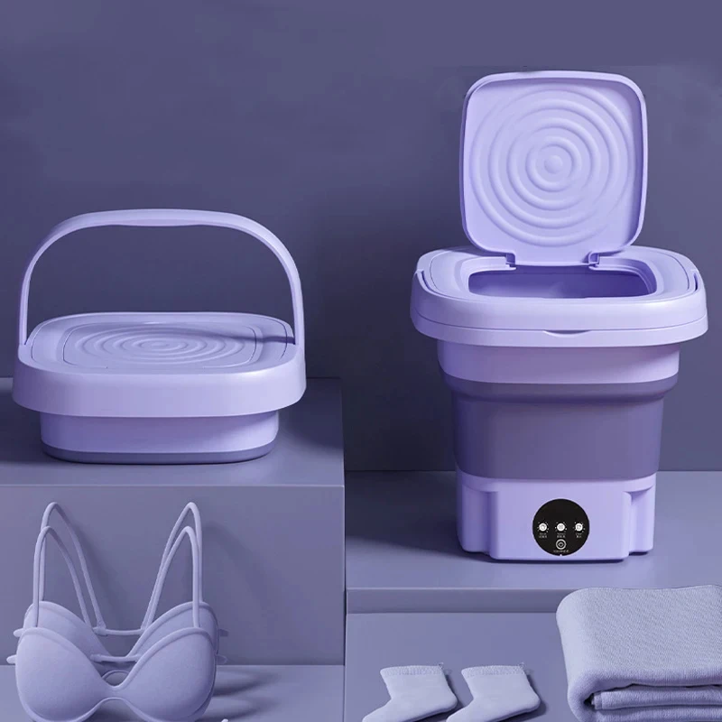 Hot Folding Portable Washing Machine Big Capacity with Spin Dryer Bucket for Clothes Travel Home Underwear Socks Mini Washer 3
