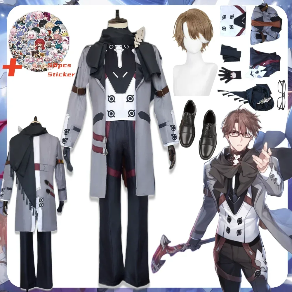 

Костюм для косплея Honkai со звездами Рельсом рантом Ян, Женский Мужской наряд, костюм рант, парик, очки, наборы обуви