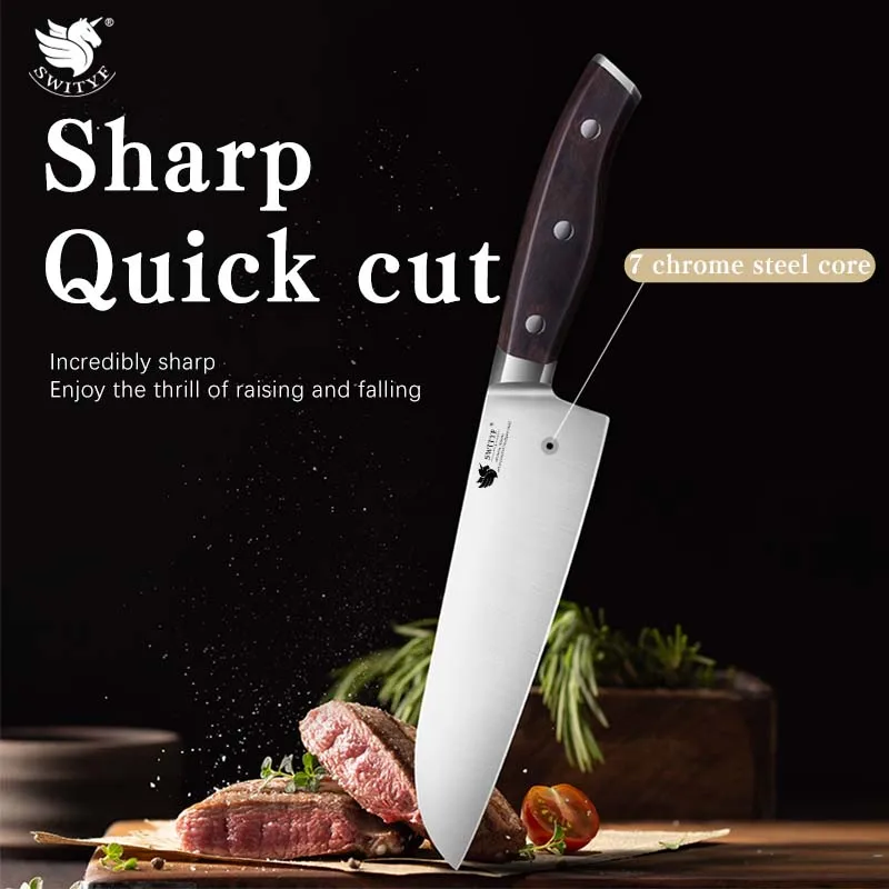 

SWITYF 7‘’ Santoku Knife Vegetable Meat Cutting 7 CR Stainless Steel Chef Utility Cleaver Knives Kitchen Accessory Cooking Tools