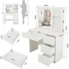 Makeup Vanity with Lights, 37inch Vanity Desk with Power Strip, 4 Drawers Makeup Table with Lighted Mirror, 3 Lighting C 2
