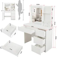 Makeup Vanity with Lights, 37inch Vanity Desk with Power Strip, 4 Drawers Makeup Table with Lighted Mirror, 3 Lighting C 2