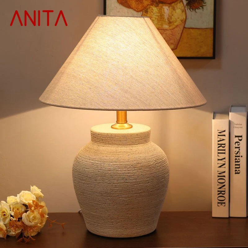 

ANITA Nordic Ceramic Table Lamp Modern Art Living Room Bedroom Study Villa LED Originality Desk Light