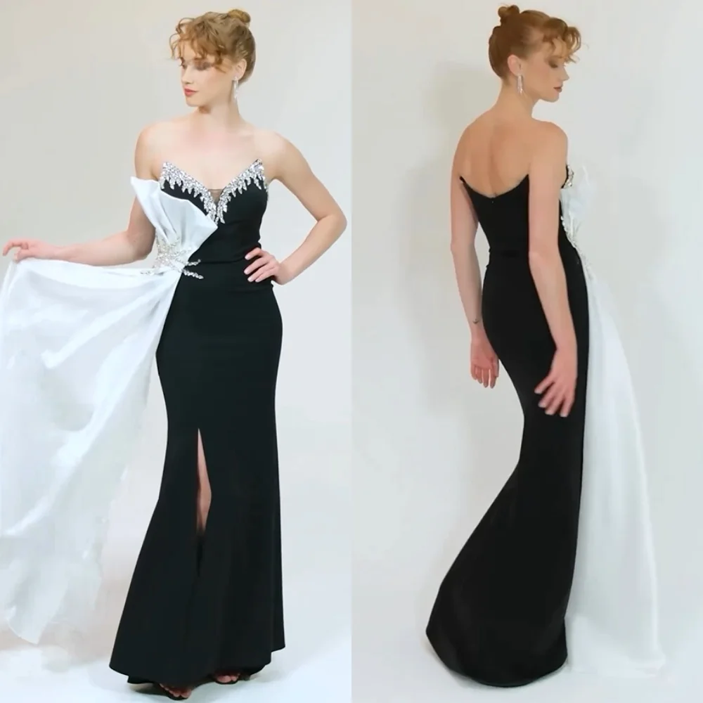 Jersey Sequined Clubbing Trumpet Strapless Bespoke Occasion Gown Long Dresses