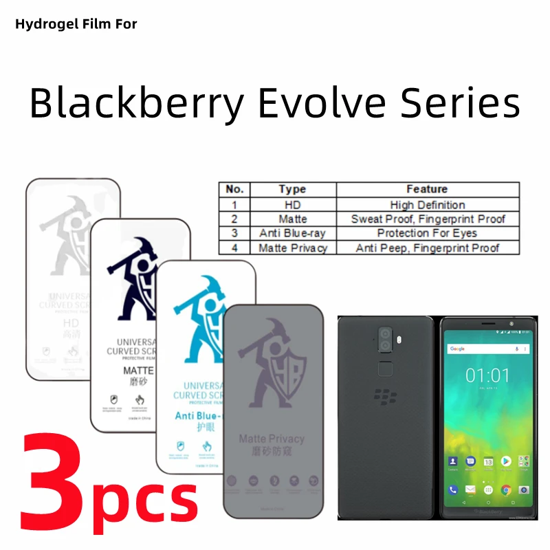 Pellicola Idrogel Hd Da 3 Pezzi Per Blackberry Evolve Pellicola Salvaschermo Opaca Per Blackberry Evolve Eye Care Pellicola Protettiva Opaca Anti Spia