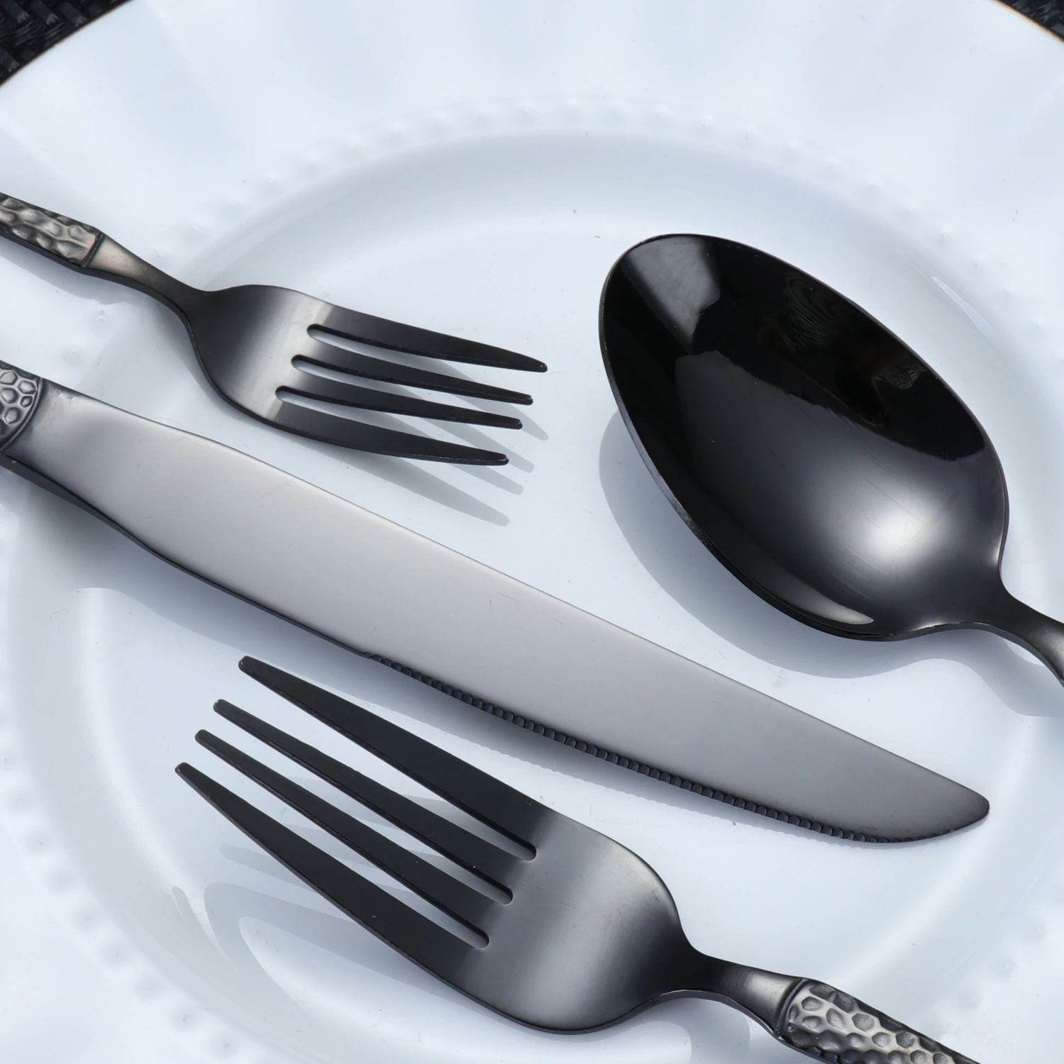 Western style stainless steel tableware knives forks spoons 4/5/24/30pcs Halloween gatherings reusable