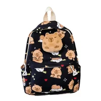 Doll Decoration Capybara Backpack Thickened Wide Straps Cartoon Animal Daypack Foldable Lightweight Large Capacity School Bag
