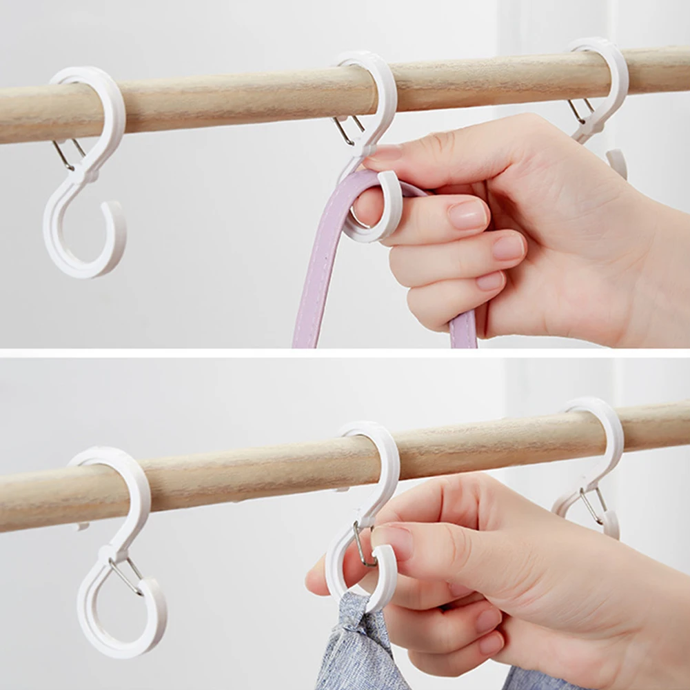 

8 Pcs Plastic S Shaped Hooks Portable Multi-purpose S Hanging Storage Hook With Safety Buckle For Home Clothing Organizer Hook
