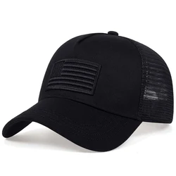 Patriotic Embroidered American Flag Baseball Cap - Adjustable Outdoor Sunscreen Hat - Adjustable (Black Black)
