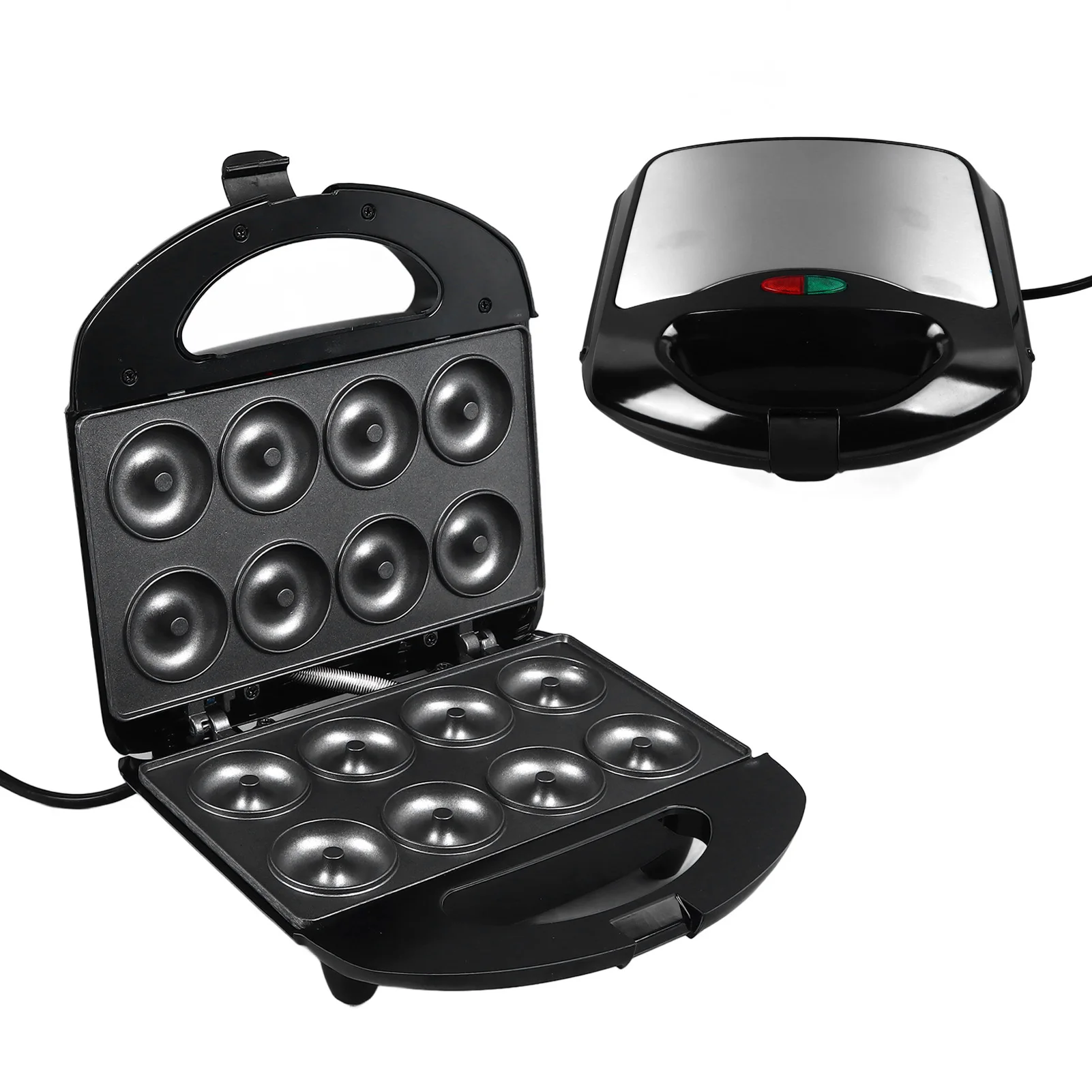 Mini Donut Maker Machine Aluminum Phenolic Plastic 750W EU Plug 220V 8 Hole Mini Doughnuts Maker Double Sided Heating for Home