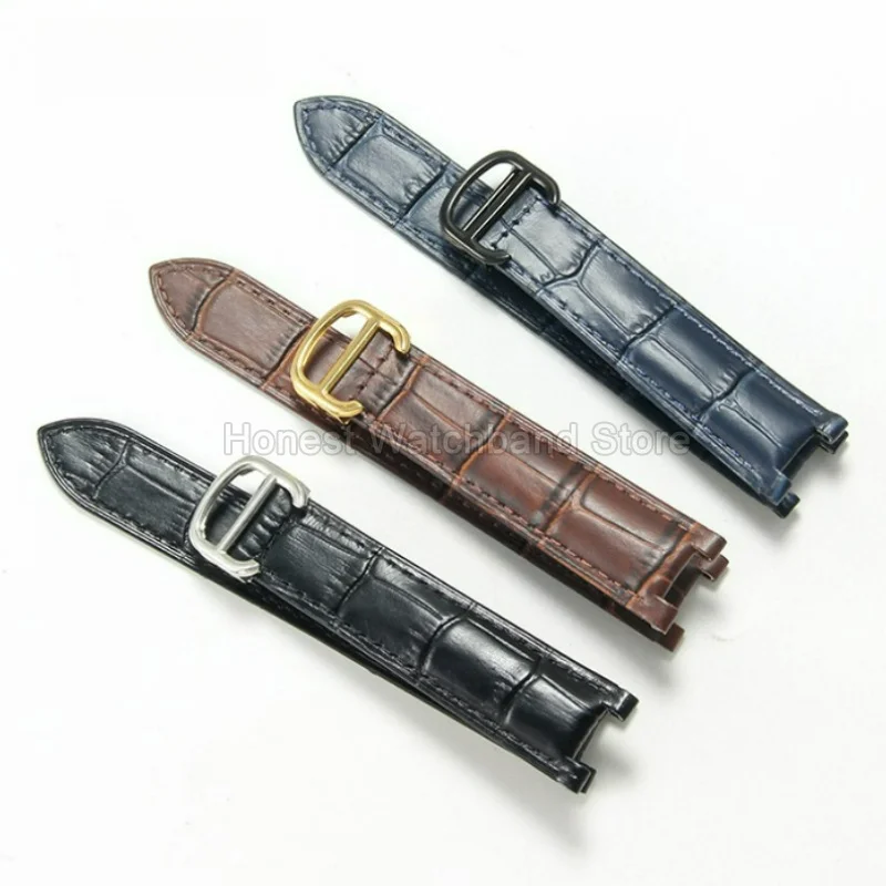 Elegant Genuine Leather Watch Strap with Notched Endpoint Design - Premium Durability and Comfort