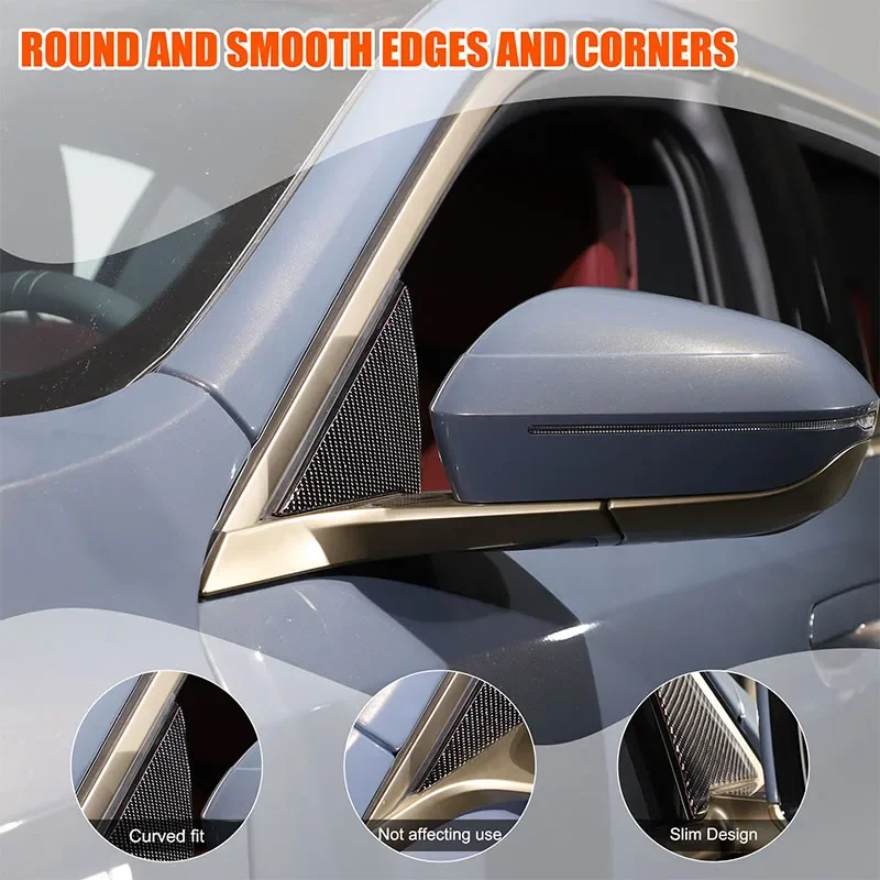

For BMW 5 Series G60 2024 Soft Carbon Fiber Car A Pillar Triangle Panel Frame Cover Trim Sticker Car Accessories