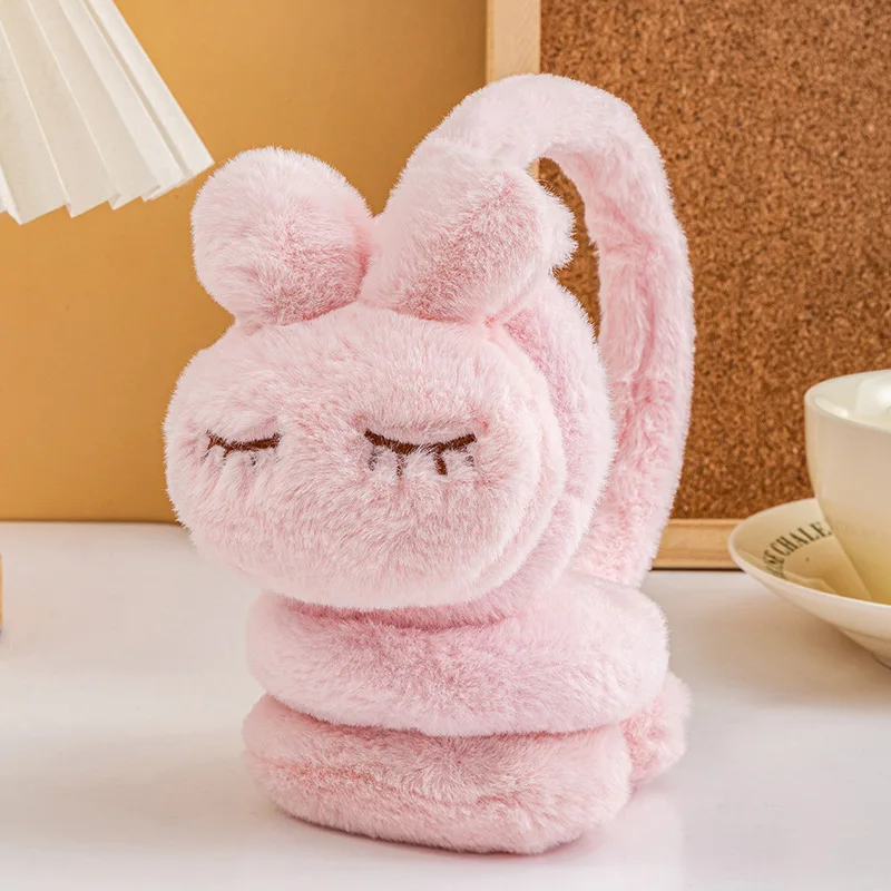 Thickened Plush Cartoon Rabbit Earmuffs Cute Solid Color Winter Warm Earmuffs Girls Children Protective Ear Warm 귀마개