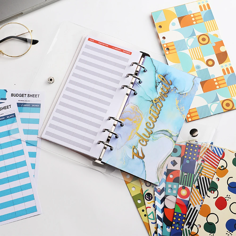 A6 Binder Budget Planner Organizer 6 Ring Binder Envelopes Pockets and 12 Pieces Expense Budget Sheets budget binder with zipper cash envelopes stickers pockets 6 ring binder planner for budgeting money saving dropship