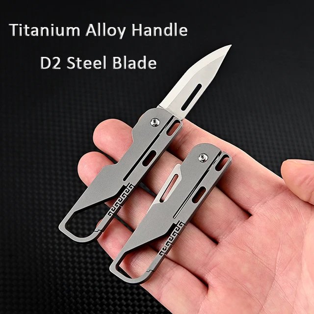 Hohe Härte D2 Klinge Titan Legierung Folding Messer MINI Schlüssel Anhänger  EDC Express Sharp Obst Tasche