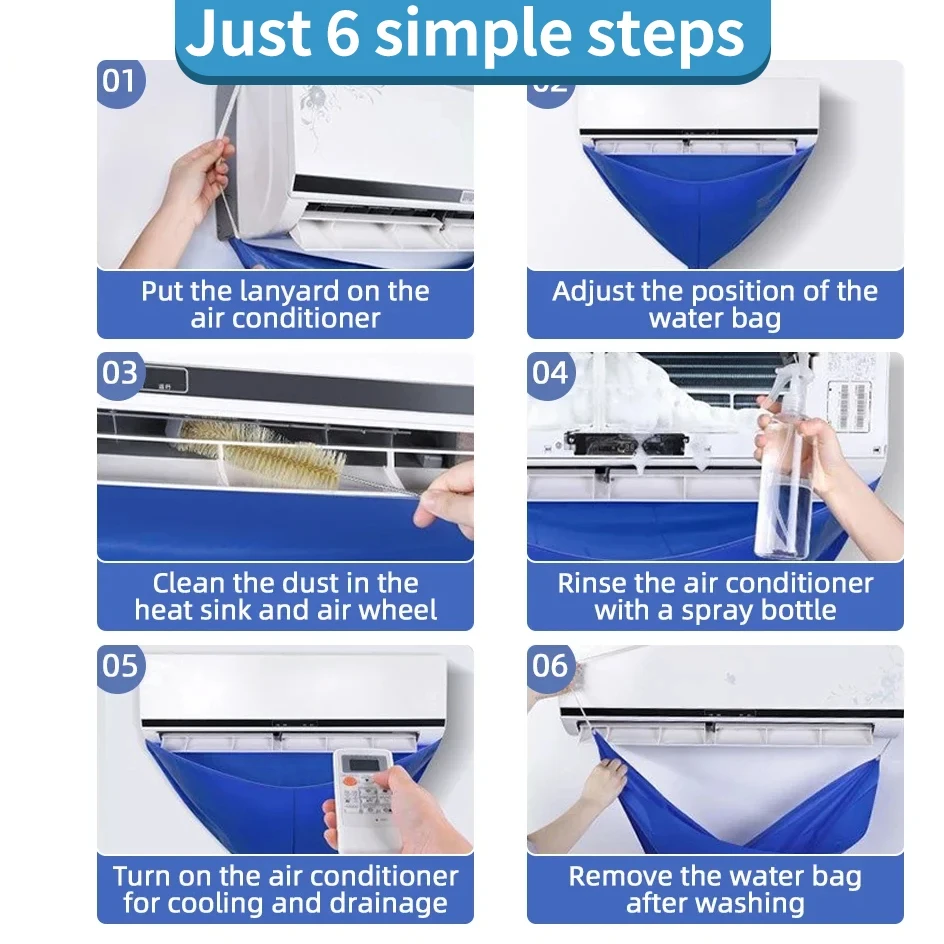 Copertura Pulizia Condizionatore Split - Borsa Lavaggio Antipolvere Con Tubo Di Scarico - Foto 5