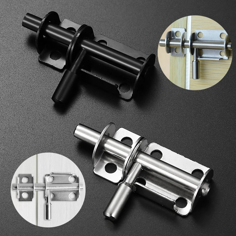 Stainless Steel Door Latch Solid Sliding Bolts Latch Hasp Home Hardware Gate Safety Toilet Door Lock