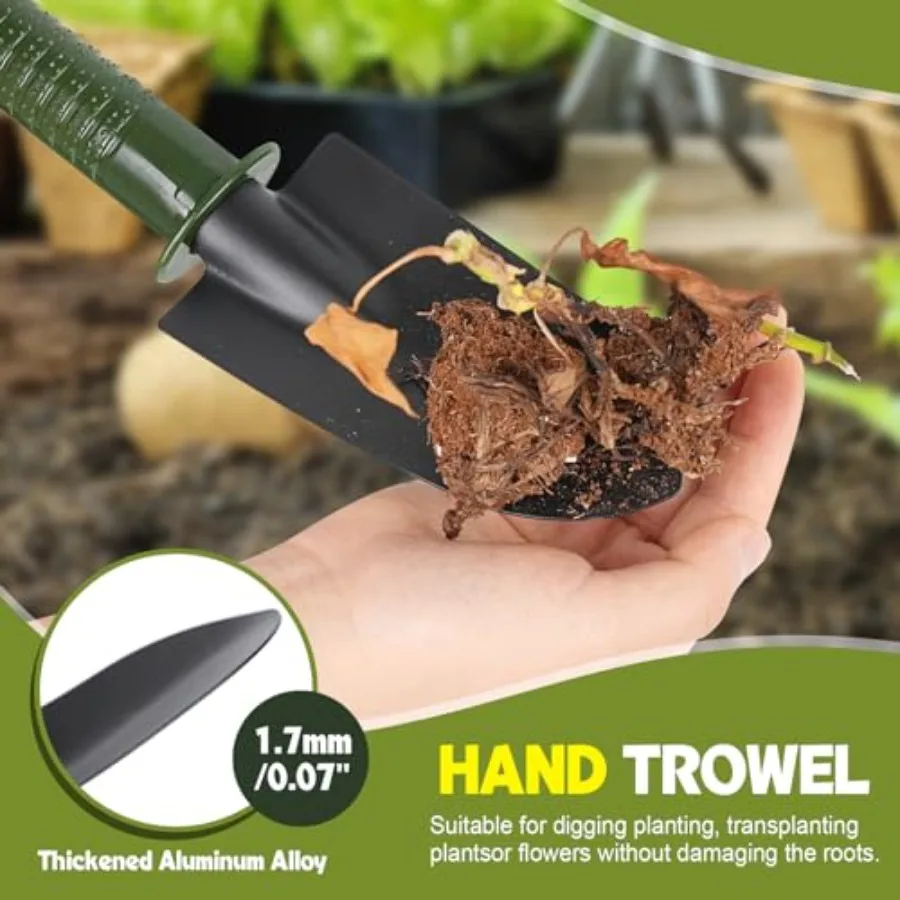 Garden Tool Set4 Pieces Garden Tools Including Hand Shovel Transplant Shovel Weeder and Hand Rake with Non-Slip Handle Idea for 3