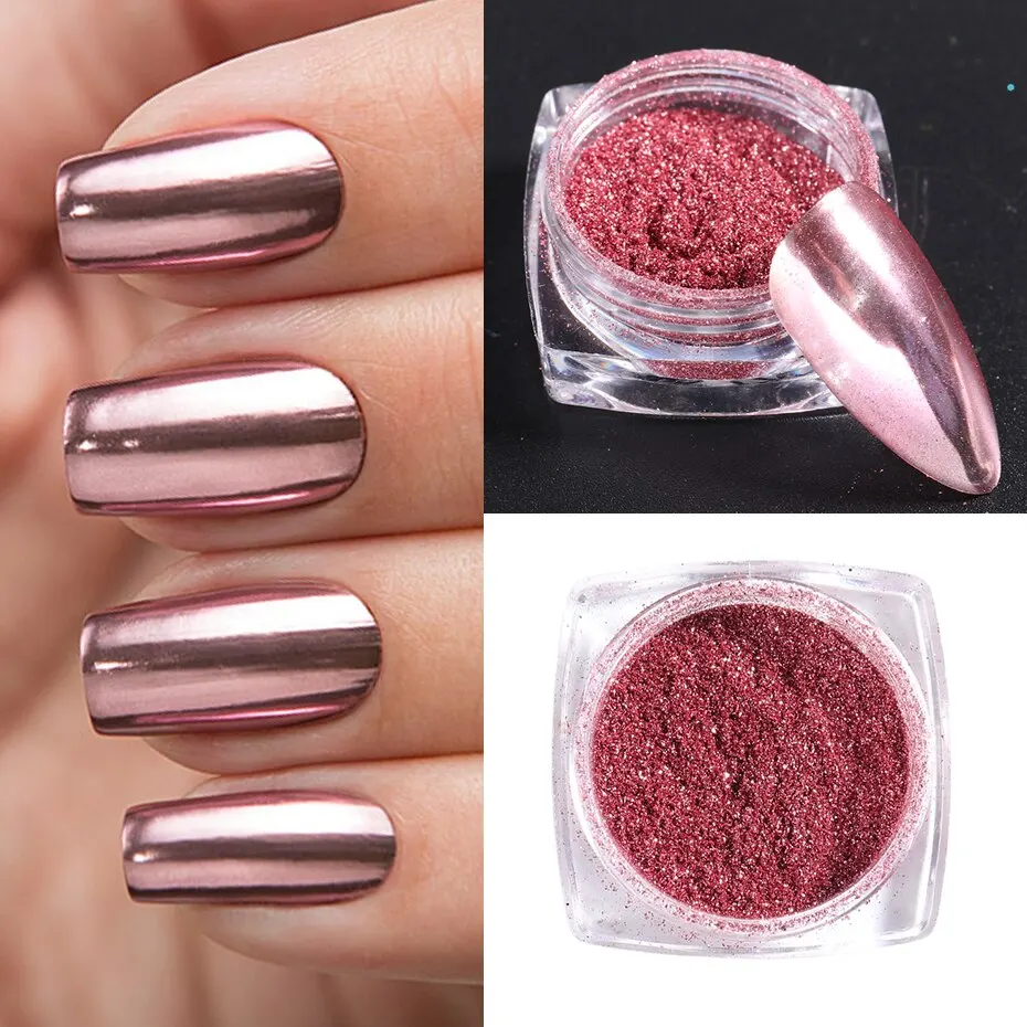 Nail Powder 23 Colors Metallic Chrome Y2K Magic Mirror Gold Silver Decor Rubbing Glitter Pigment Flakes