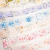 6 rolls of bright floral pattern PET waterproof tape for DIY notebook and scrapbook decoration tape, stationery decoration tape 3