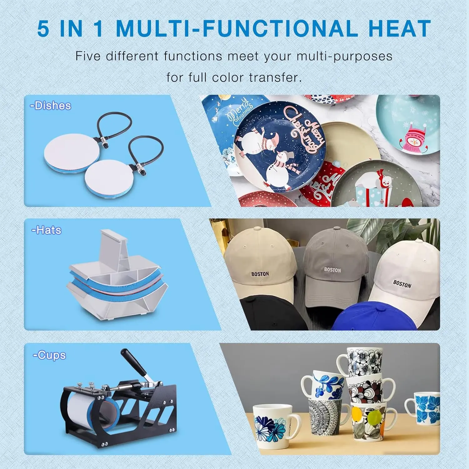 Upgraded 5 in 1 Heat Press Machine 12 x 15 Inch Heat Transfer Machine 360-Degree Swing Away Multifunction Digital Sublimation 2