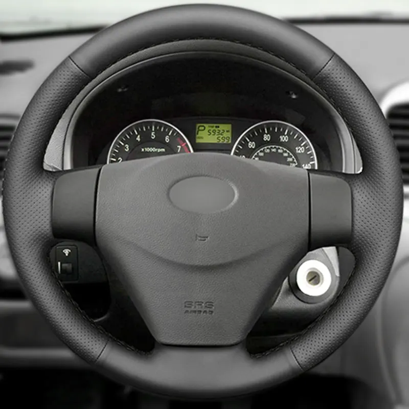 Cubierta de cuero perforado para volante de coche, Hyundai Accent ...