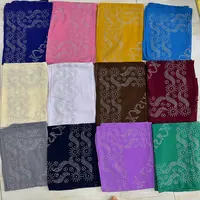 Solid Color African Muslim Scarf Hijab Chiffon Small Shawl with Shiny Rhinestone Diamonds for Summer Winter Use Wholesale