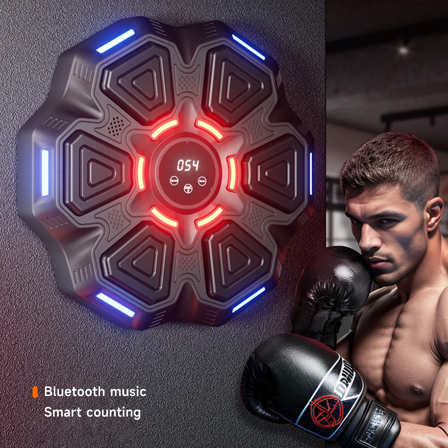 Boxing Machine 6 Targets with Fingerless Gloves Smart Music Childs Adults Fitness Train Exercise Response Boxing Wall Target