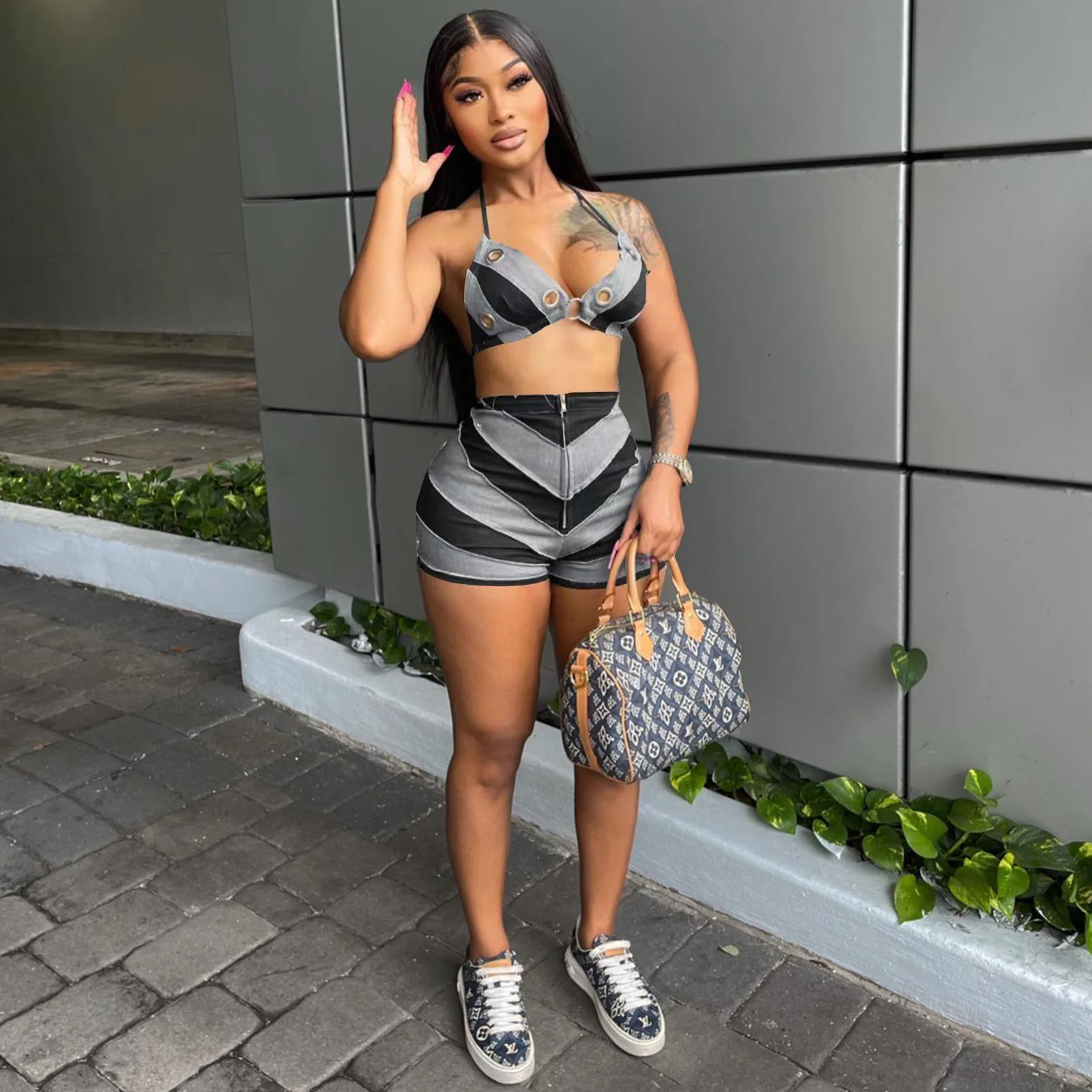 Women Sexy 2 Piece Matching Pant Set Outfits 2023 Summer Clothes Y2K Biker Shorts Suits Sets Cropped Tops Joggers Tracksuit