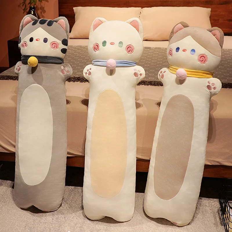 

110cm Cute Long Cat Plush Toy Soft Stuffed Plushie Cat Sofa Cushion Sleep Pillow Appease Doll Toys for Kids Girls Birthday Gift