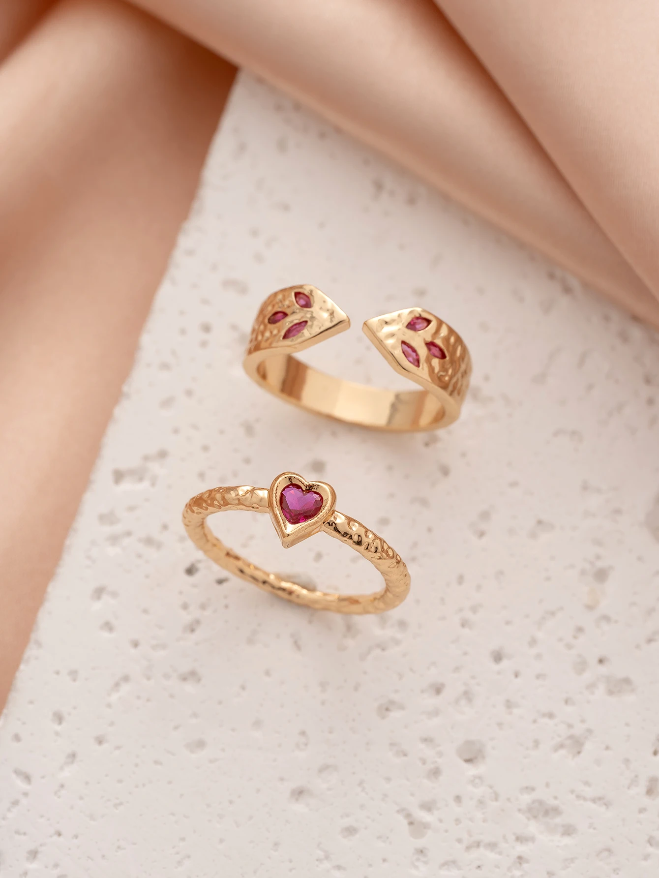 2PCS Retro Creative Cube Zirconia Serpentine Opening Ring