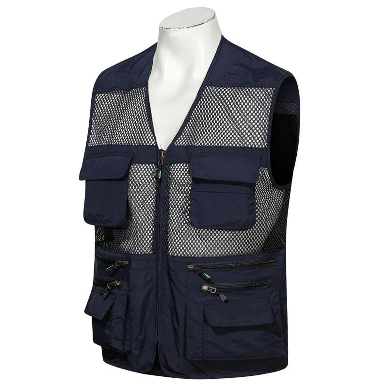 Fishing Photography Sleeveless Waistcoat Spring New Bigsize Waistcoat Men's Mesh Multi Pocket Jackets Summer Outdoor Camping 8XL autumn outdoor casual vest men s thin section multi pocket custom made jacket oversized photography mesh loose horse jacket