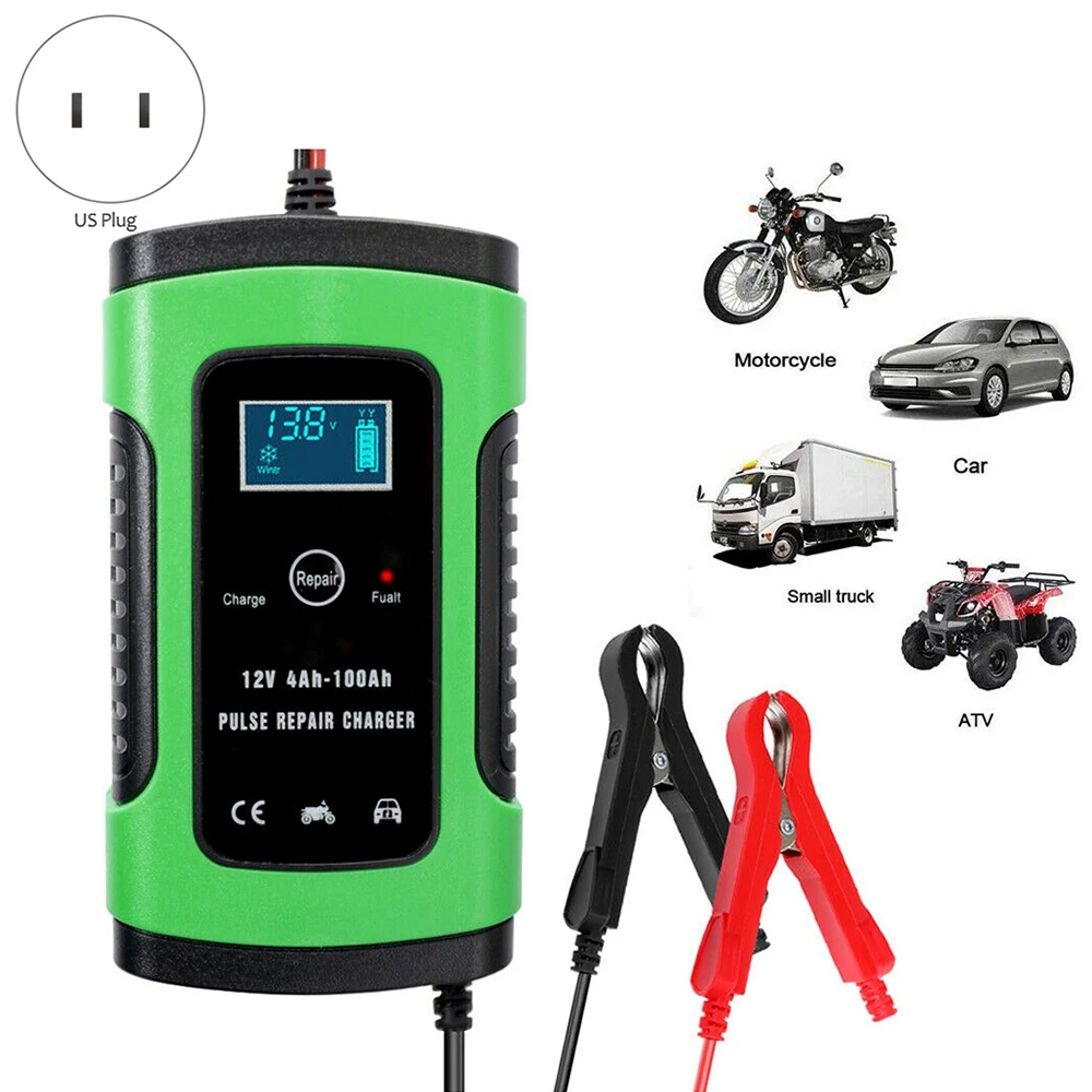 

12V 6A Car Battery Charger Auto Jump Starter Power Bank Booster Maintainer F4H1 Power Full Automatic US Plug