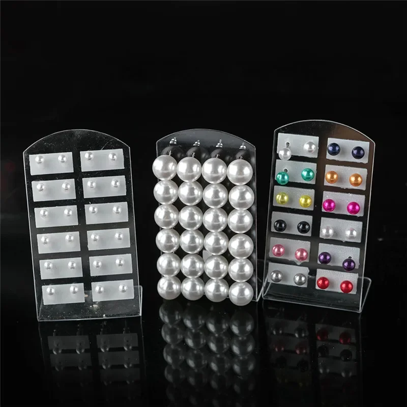 Imitation Pearl Stud Earrings Women Ear Jewelry Round Ball 4 6 8 10mm 12Pairs