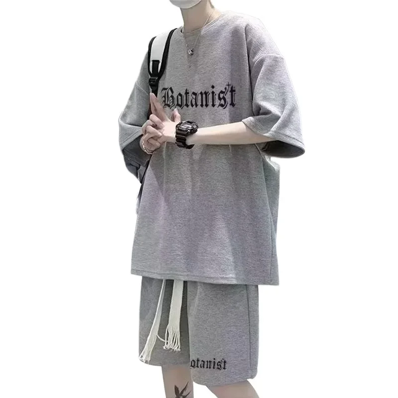 Black Grey Short Sleeve Set Net Picture Waffle Pattern Chinese Style Pants Unique And Special Purpose Clothing from Mainland Chi