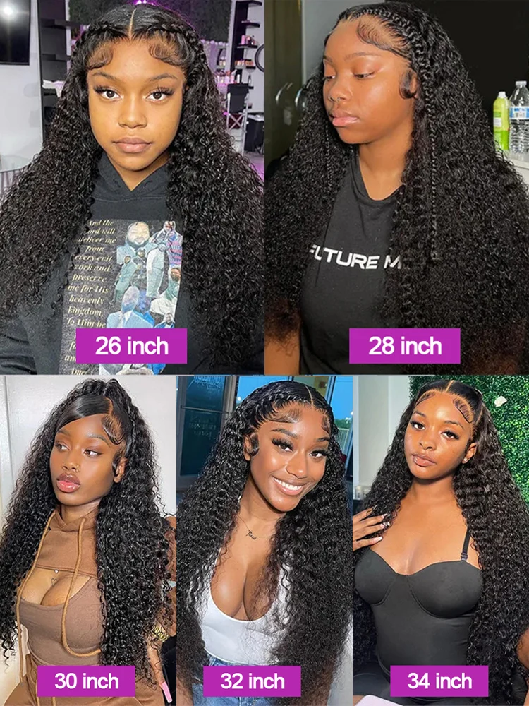40 46 Inch Deep Wave Lace Frontal Wig 13x4 13x6 Hd Transparent Curly Human Hair Lace Front Wigs For Black Women Water Wave Lace Wigs Pre Plucked Baby Hair 300 High Density Brazilian Human Hair 7