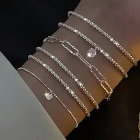 6Pcs 925 Sterling Silver Rhinestone Bracelets for Women Girls Luxury Korean Sparkling Starry Sky Charm Bracelets Party Jewelry