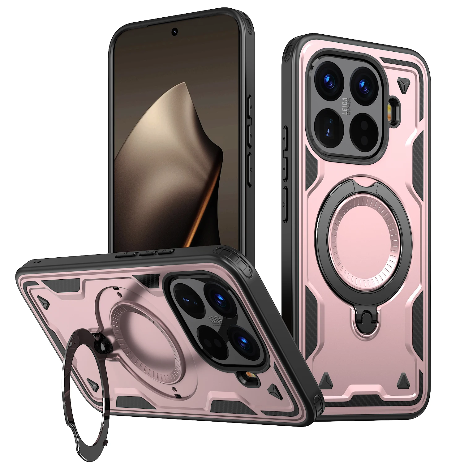 Luxury Magnetic Armor Case with Wireless Charging and Ring Stand Cover