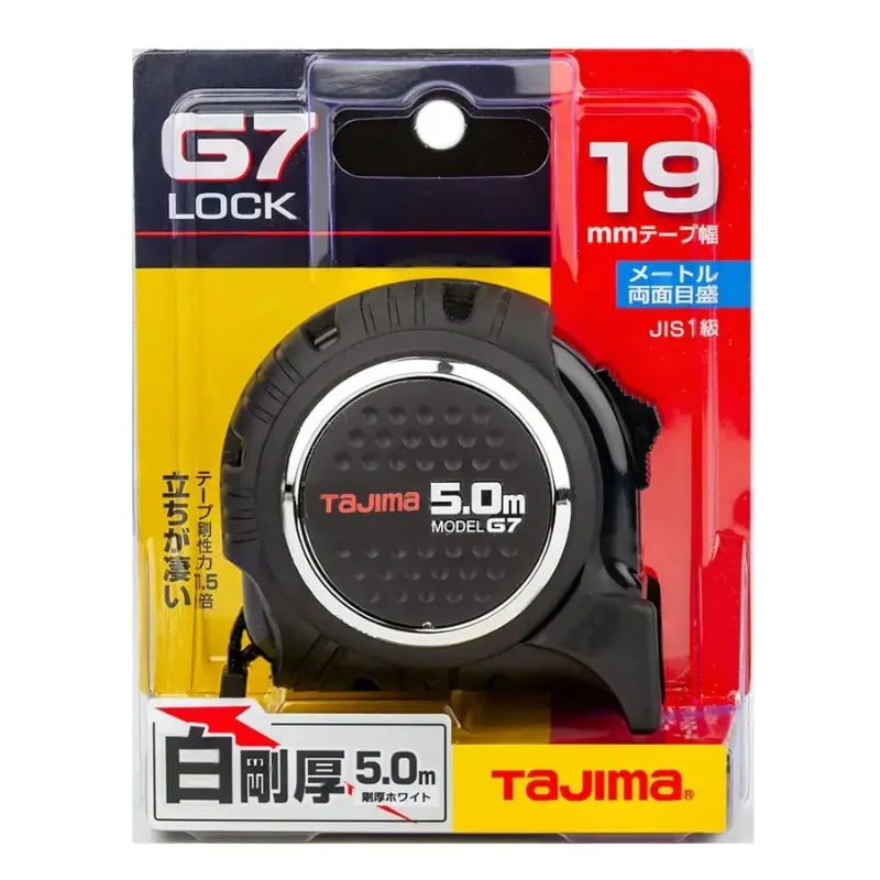 Tajima G7 5m×19/25mm 강철 줄자, 방수, 녹 방지, 디자이너 및 장식가용 셀프 잠금 이중 스케일, 1001-1670/1671
