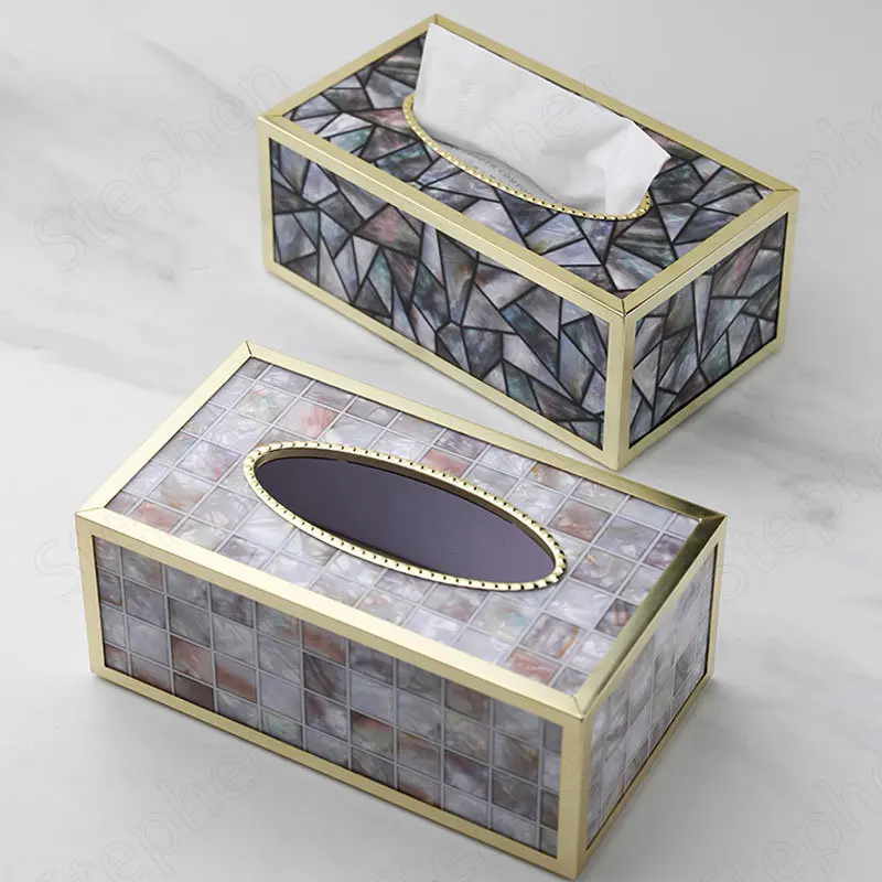 

Creative Acrylic Shell Tissue Boxes Light Luxury Paper Storage Box European Classical Napkin Holder Living Room Table Decoration