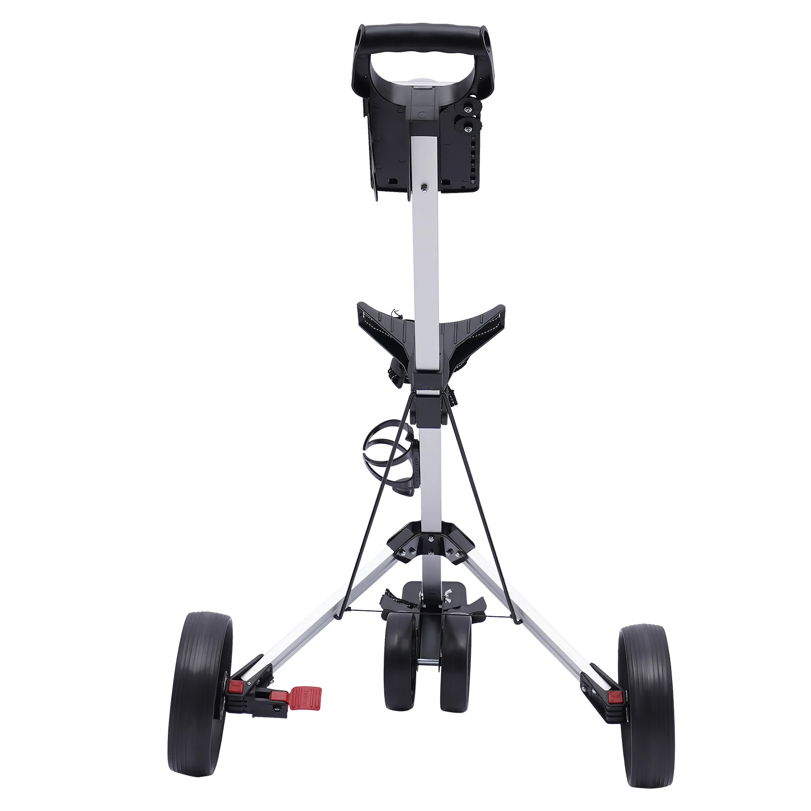 3 Wheel Push Pull Golf Trolley with Foot and Scorecard Brake Folding Lightweight Golf Push Cart One Second to Open & Close