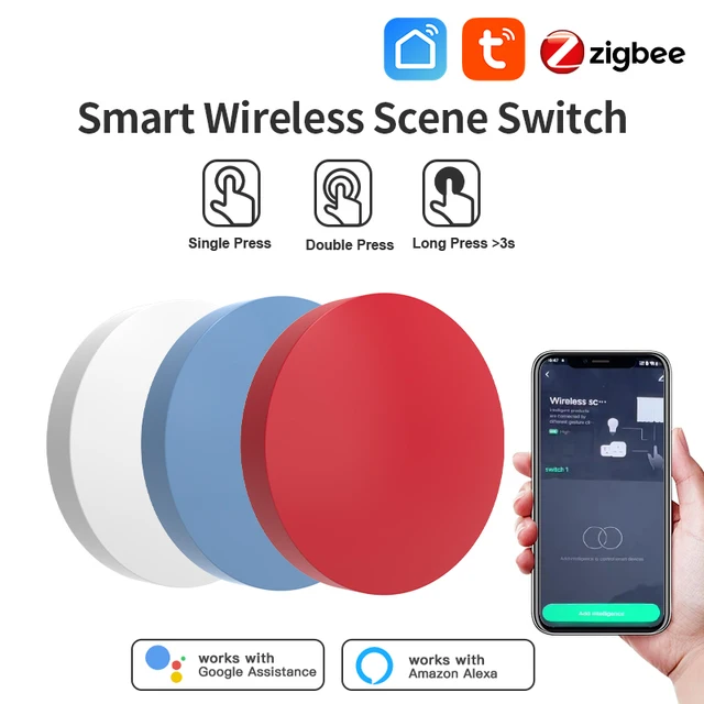 Tuya Zigbee สมาร์ทไร้สายปุ่มสวิทช์ Smart Life ฉากอัจฉริยะสวิทช์เชื่อมโยงสนับสนุน Google Home Alexa Voice Control 1