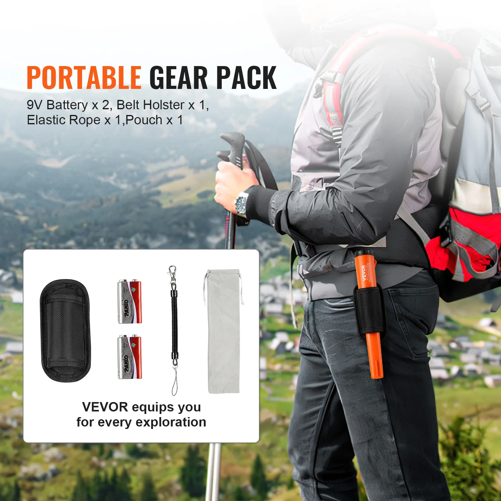 VEVOR Metal Detector Pinpointer IP66/IP68 Waterproof Handheld Pin Pointer Wand 1.96"/4.5" Detection Depth 3 Modes for Detecting 6