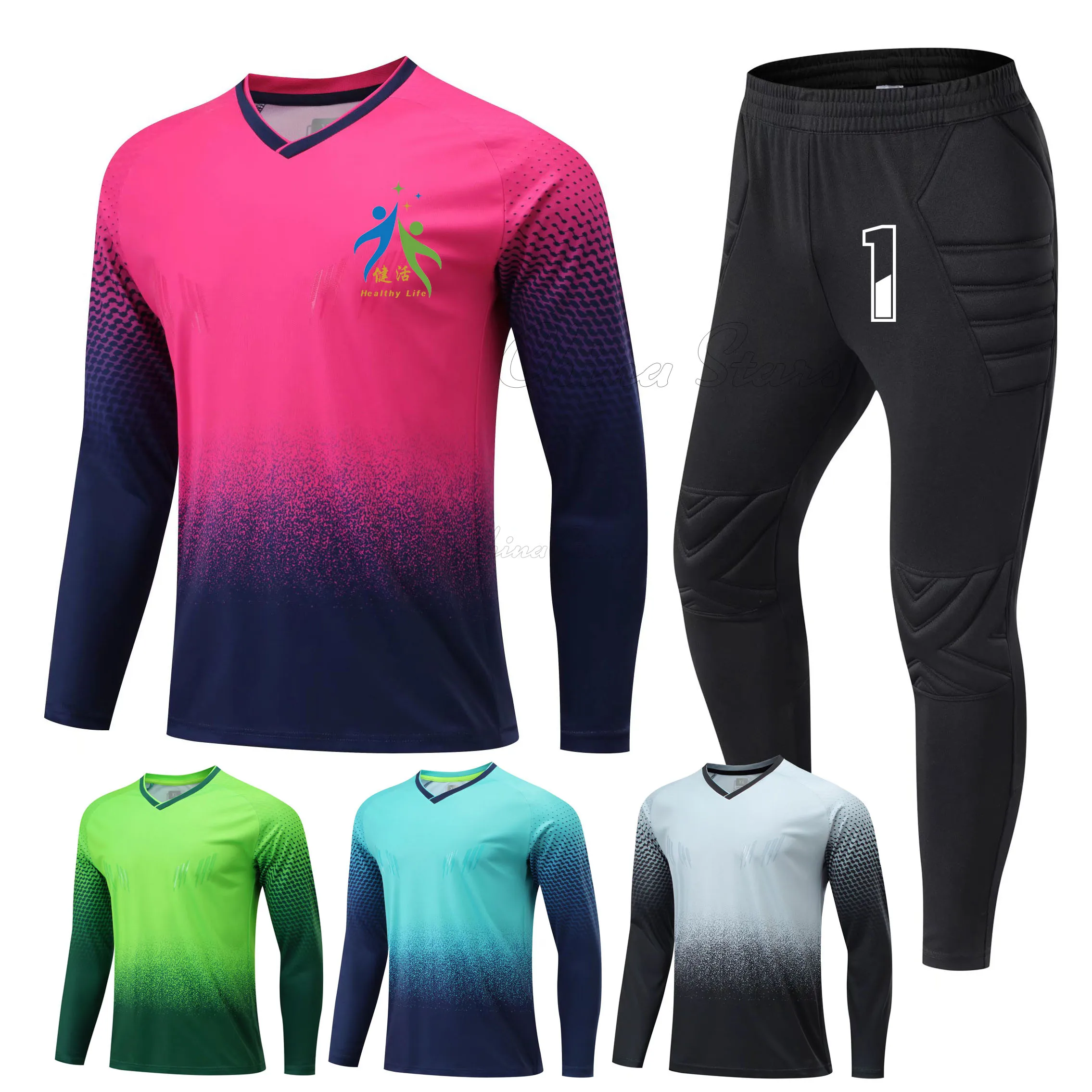 Football Goalkeeper Uniform Soccer Goalie Shirt Football Player Pant Sportwear Kit Men Children football jersey set soccer uniform