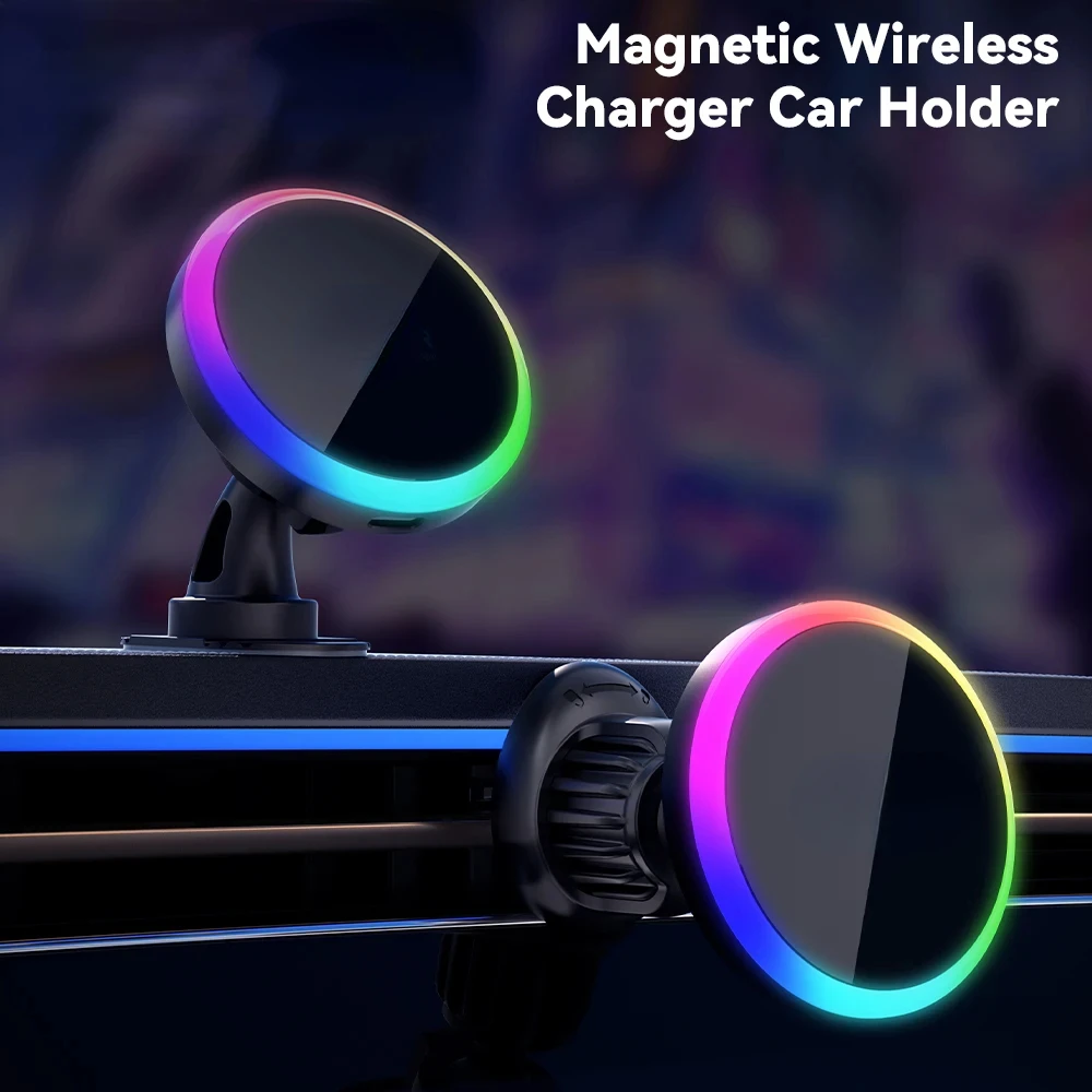 حامل هاتف السيارة المغناطيسي Qi 15W Macsafe شاحن ل...