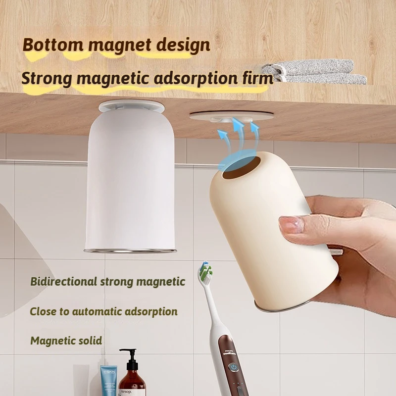 Copo de escova de dentes magnético em aço design minimalista_voghion.com