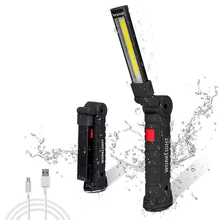 

Multi Function Folding Work Light USB Rechargeable With Built-In Battery Set COB LED Camping Torch Flashlight
